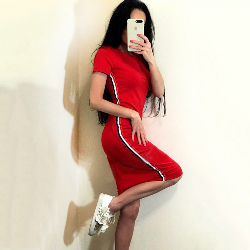 Casual Short Sleeve Pencil Dress Slim Fit Round Neck Comfortable Fabric Perfect for Summer Outings Wholesale