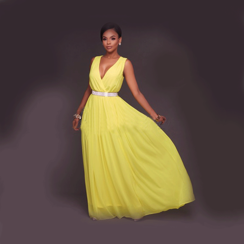 Chiffon Dress Deep V Neck Elegant Style Solid Color Perfect for Parties and Special Occasions Wholesale Available