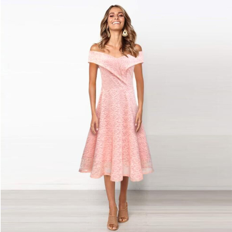 Off Shoulder Lace Dress Elegant Design Autumn Winter Style Perfect for Bridesmaids Wholesale Available
