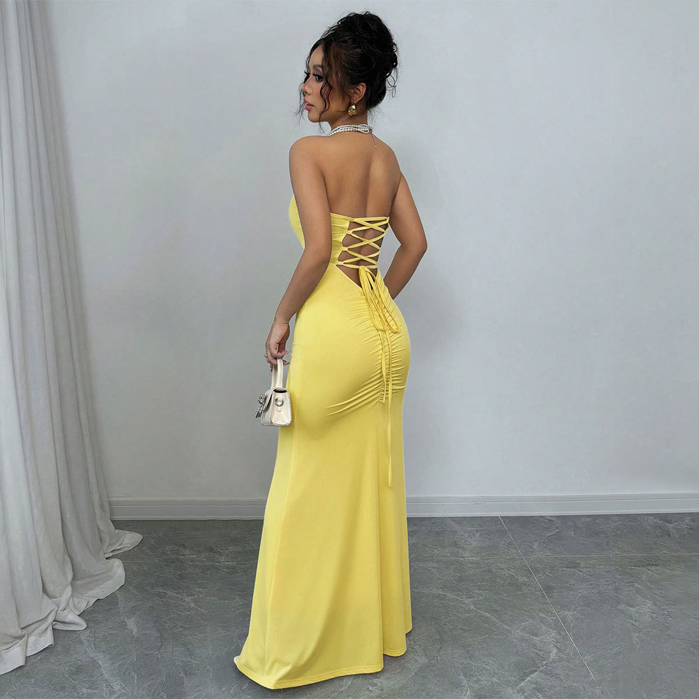 New Strapless Backless Long Dress Sexy Fashionable Slim Dress