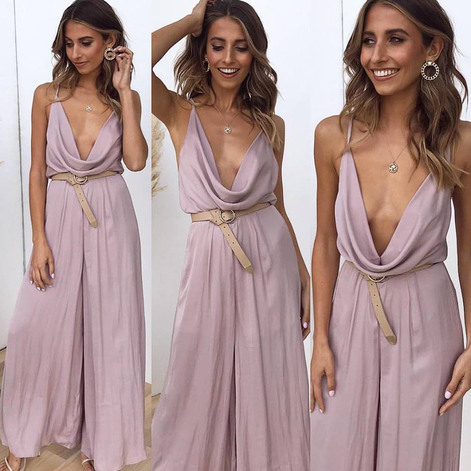 Summer Womens Jumpsuit Solid Color Sleeveless Sexy Fit Casual Wear for Parties or Outings Wholesale Available