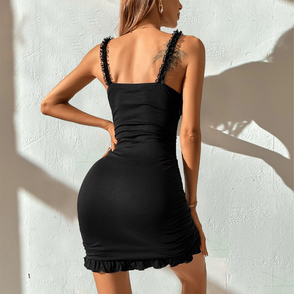 New European and American Style Sexy Hollow Out Lace Strap Bodycon Dress