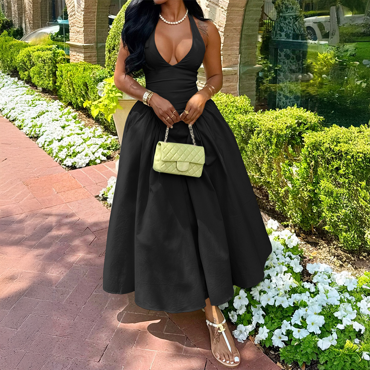 Elegant Long Dress with Halter Neck for Women