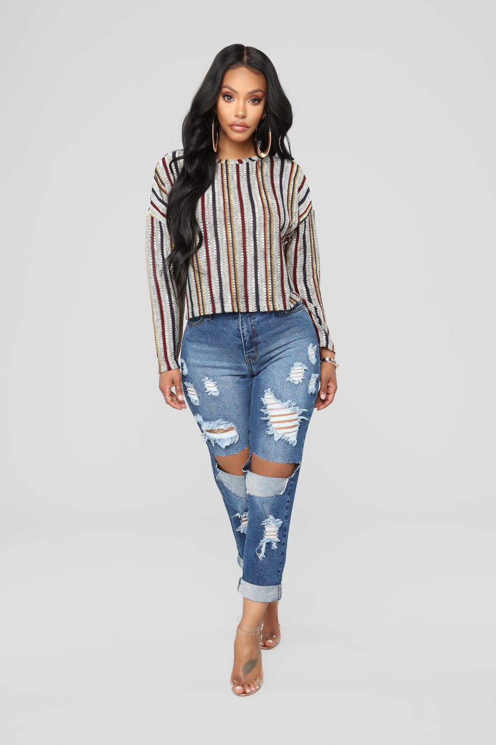 Distressed Knee Ripped Jeans for Women Casual Fit High Waist Vintage Style Perfect for Everyday Wear Wholesale