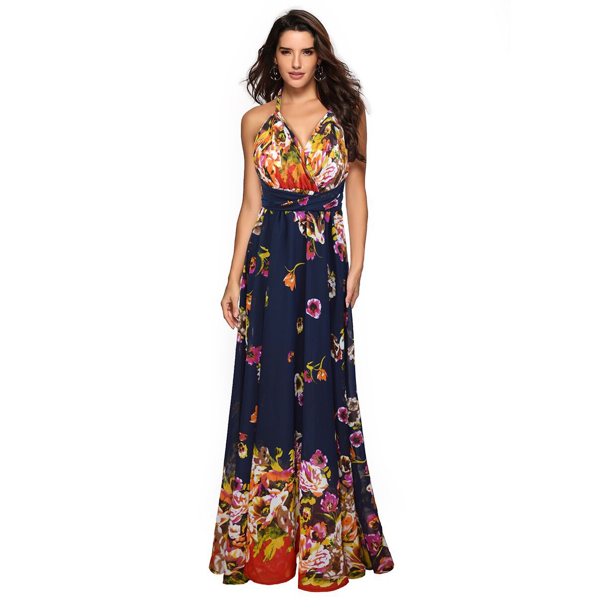 Floral Chiffon Dress Versatile Style Elegant Design Comfortable Fit Perfect for Parties or Casual Outings OEM
