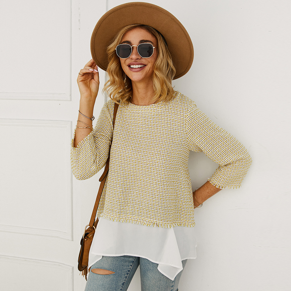 Womens T Shirt Original Design Color Block Casual Style Perfect for Everyday Wear Wholesale Available