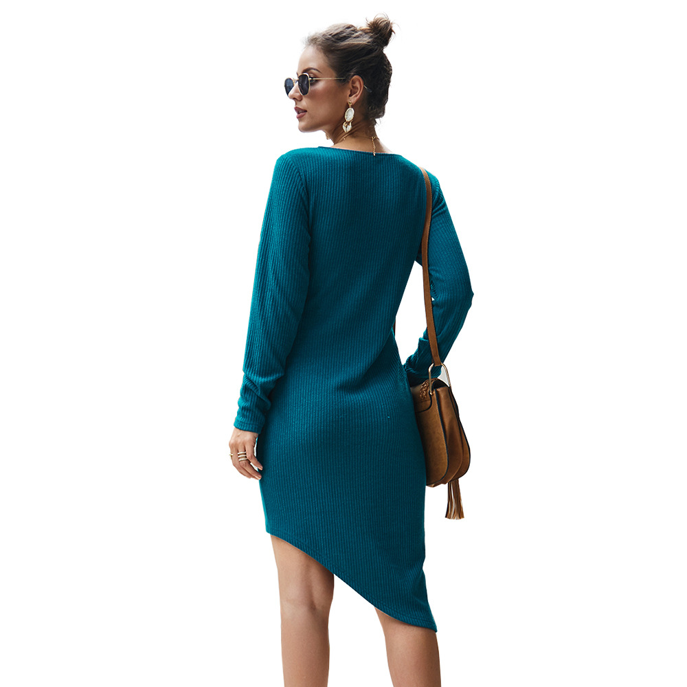 V Neck Long Sleeve Knit Dress Original Design Sexy Fit Autumn Winter Style Wholesale Available