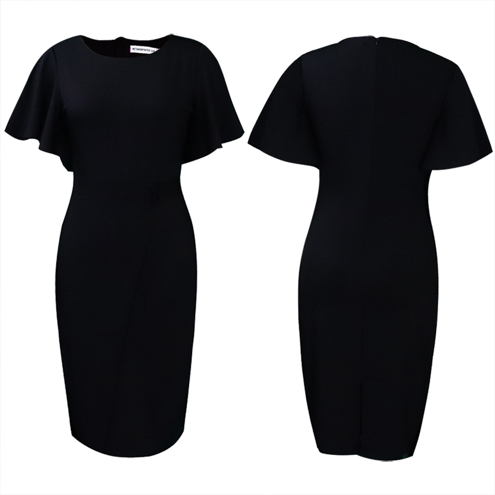 D3149 Women's Fashion Dress with Ruffled Sleeves and Split Design