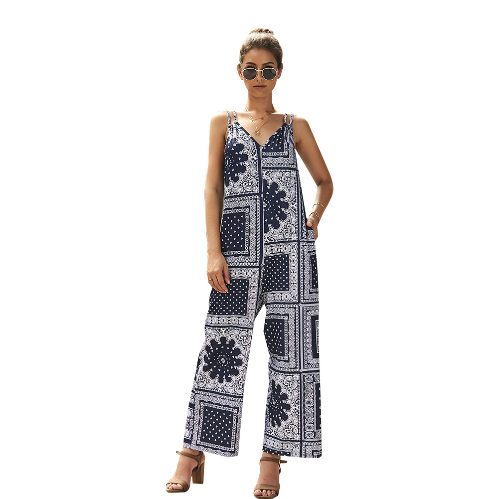 Bohemian Print Jumpsuit Summer Sleeveless Design Casual Style Comfortable Fabric Wholesale Available
