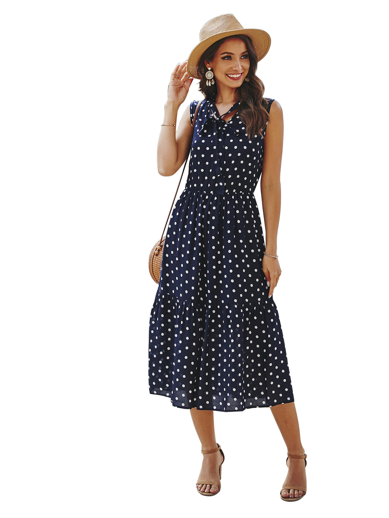 Polka Dot Maxi Dress Original Design Spring Summer Collection Elegant Style Wholesale Ready to Ship