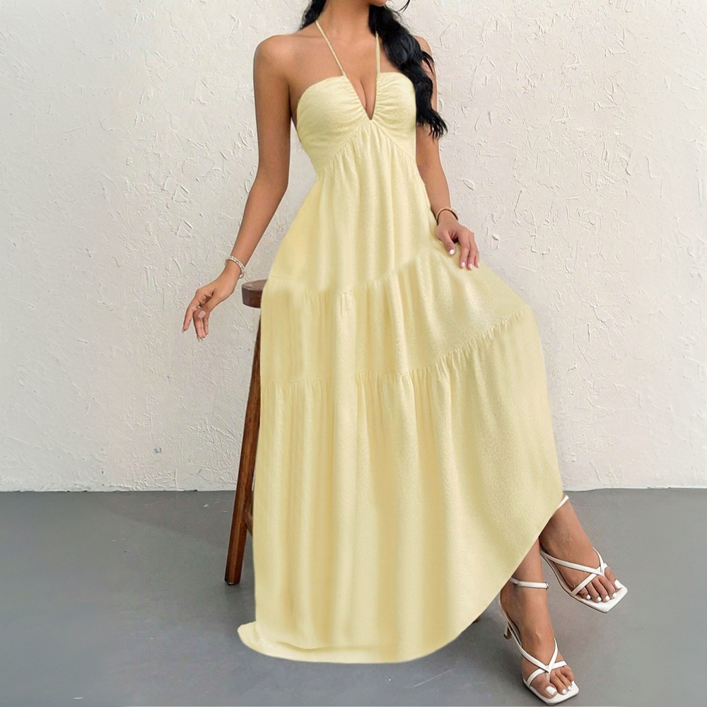 Sexy Elegant Beach Vacation Dress for Women Summer New Strap Sandal Long Dress