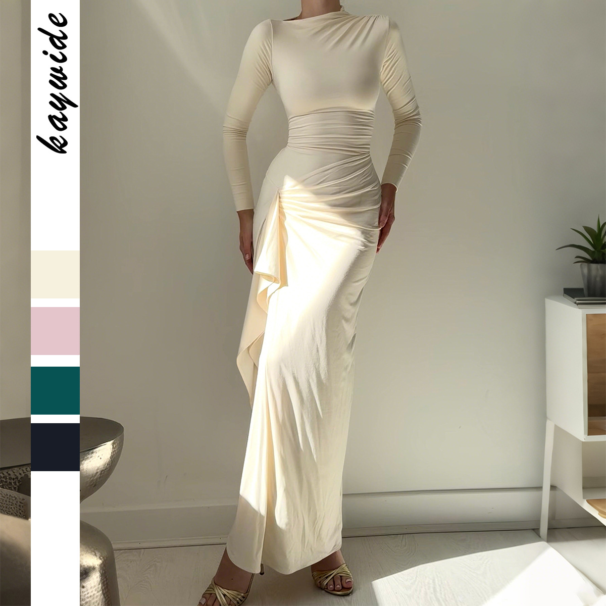 Y2K Style Short Sleeve Long Dress for Women Autumn Winter