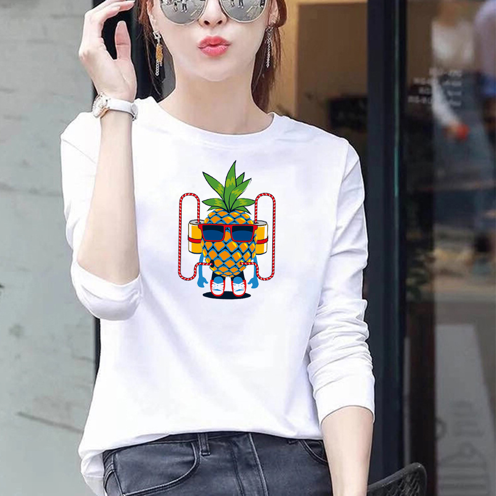 Womens Loose Fit Round Neck Long Sleeve T Shirt 95 Cotton Floral Print Plus Size Casual Spring Wear Wholesale