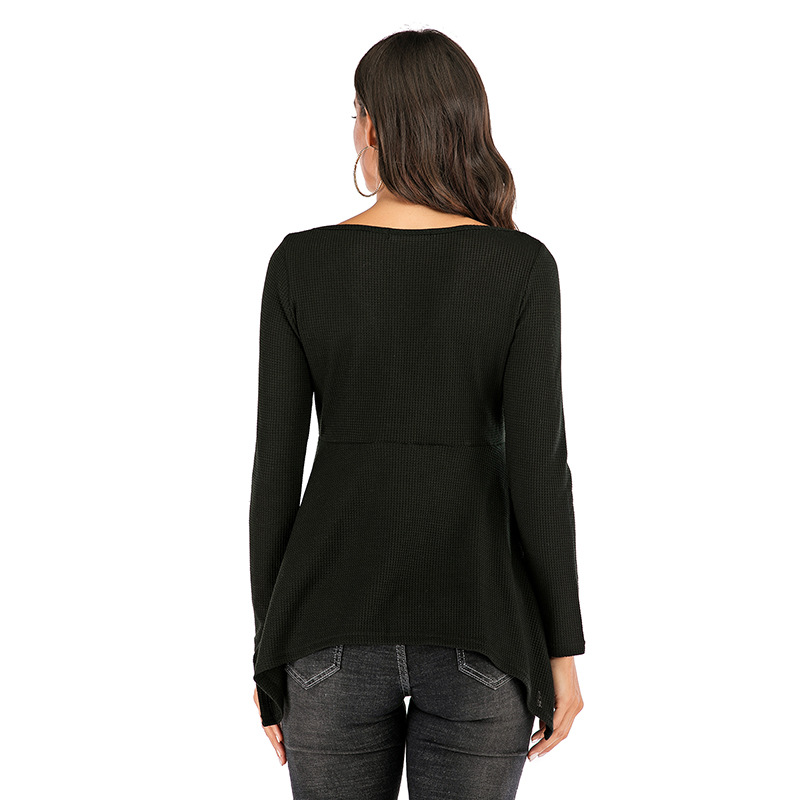 V Neck Loose Womens Sweatshirt Casual Lightweight Solid Color T Shirt Spring Fashion Wholesale Available