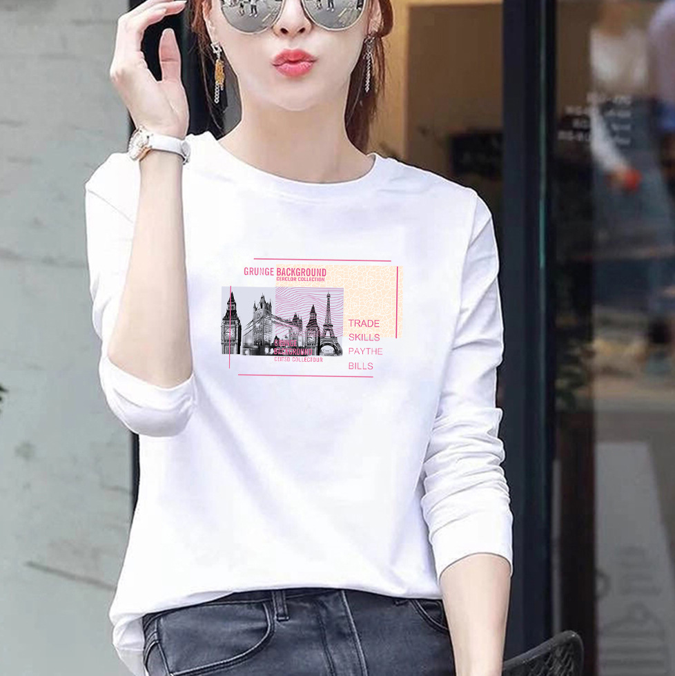 Womens Loose Fit Round Neck Long Sleeve T Shirt 95 Cotton Floral Print Plus Size Casual Spring Wear Wholesale
