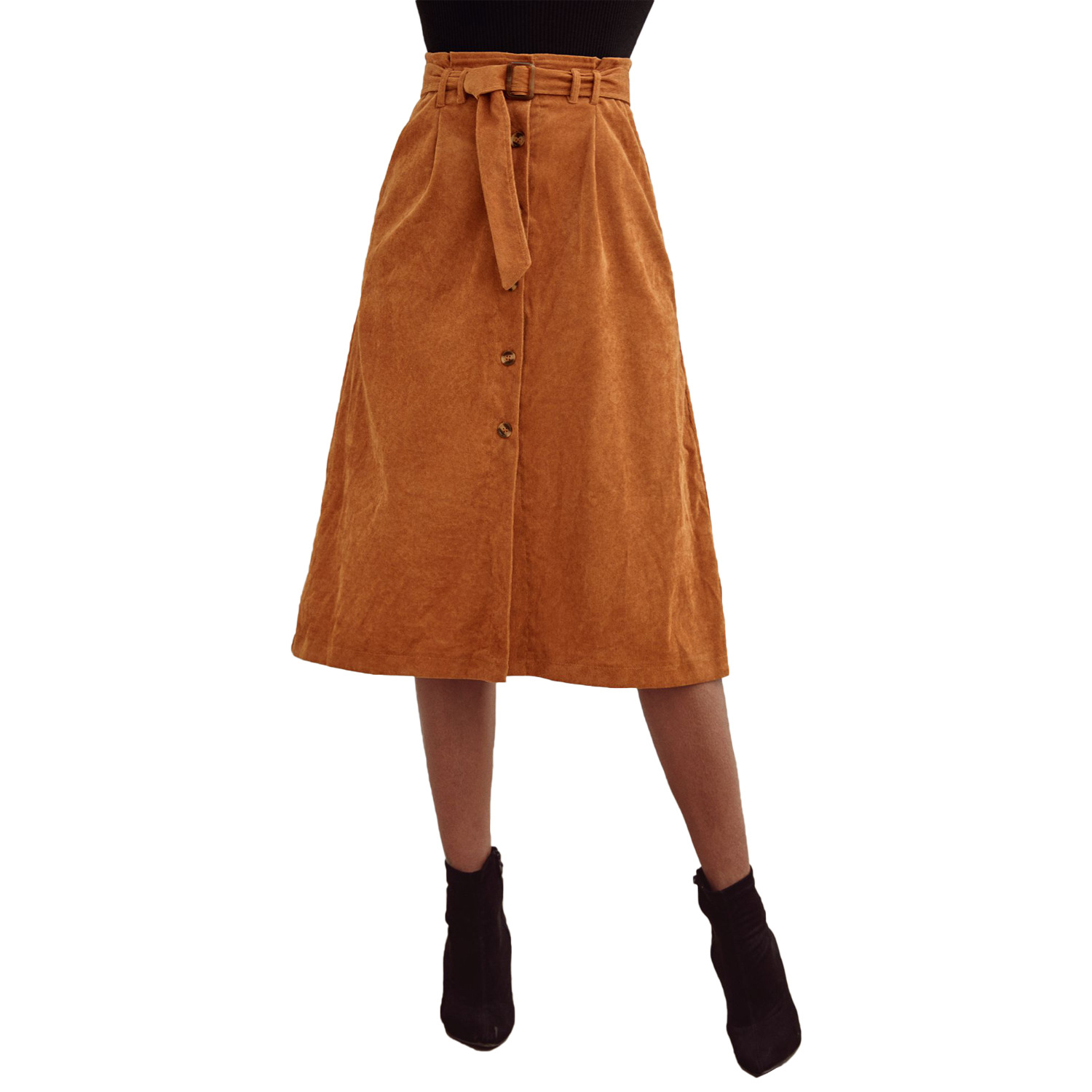 High Waisted Corduroy A Line Midi Skirt Womens Autumn Winter Fashion Versatile Casual or Formal Wear Wholesale