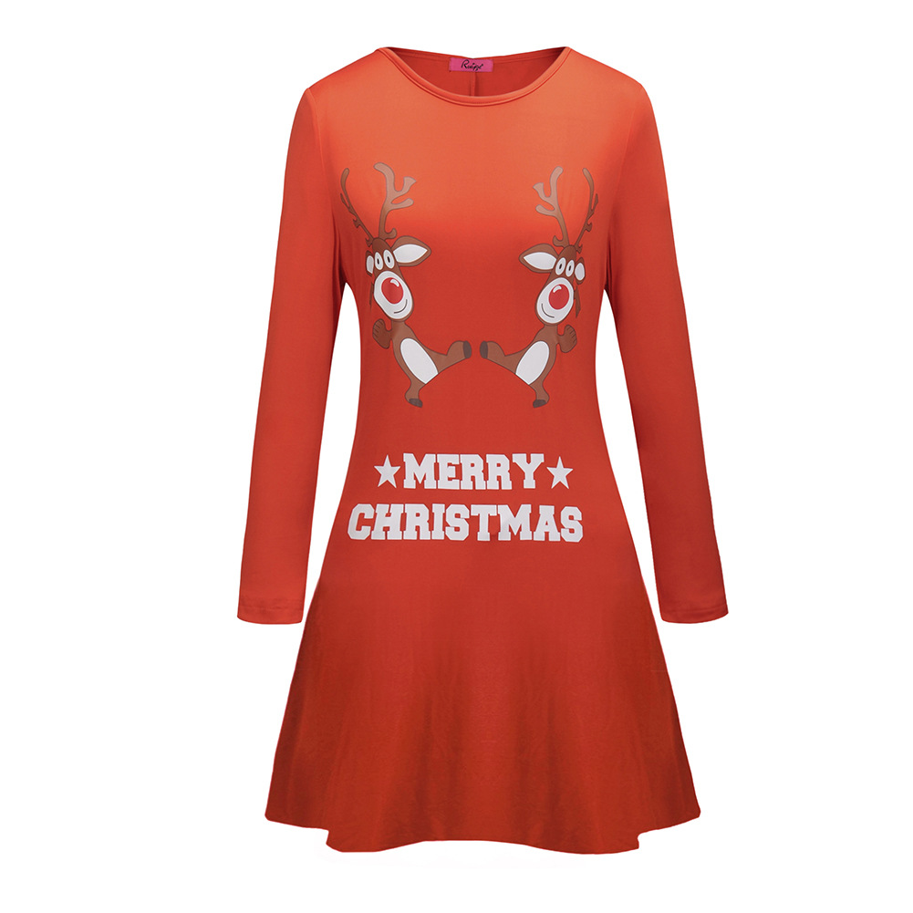 Casual Printed Long Sleeve Dress for Women Autumn Winter Fashion Perfect for Christmas Celebrations Wholesale Available