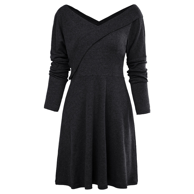 Womens Long Sleeve V Neck Dress Autumn Winter Style Casual Commuter Wear Ready to Ship customizable