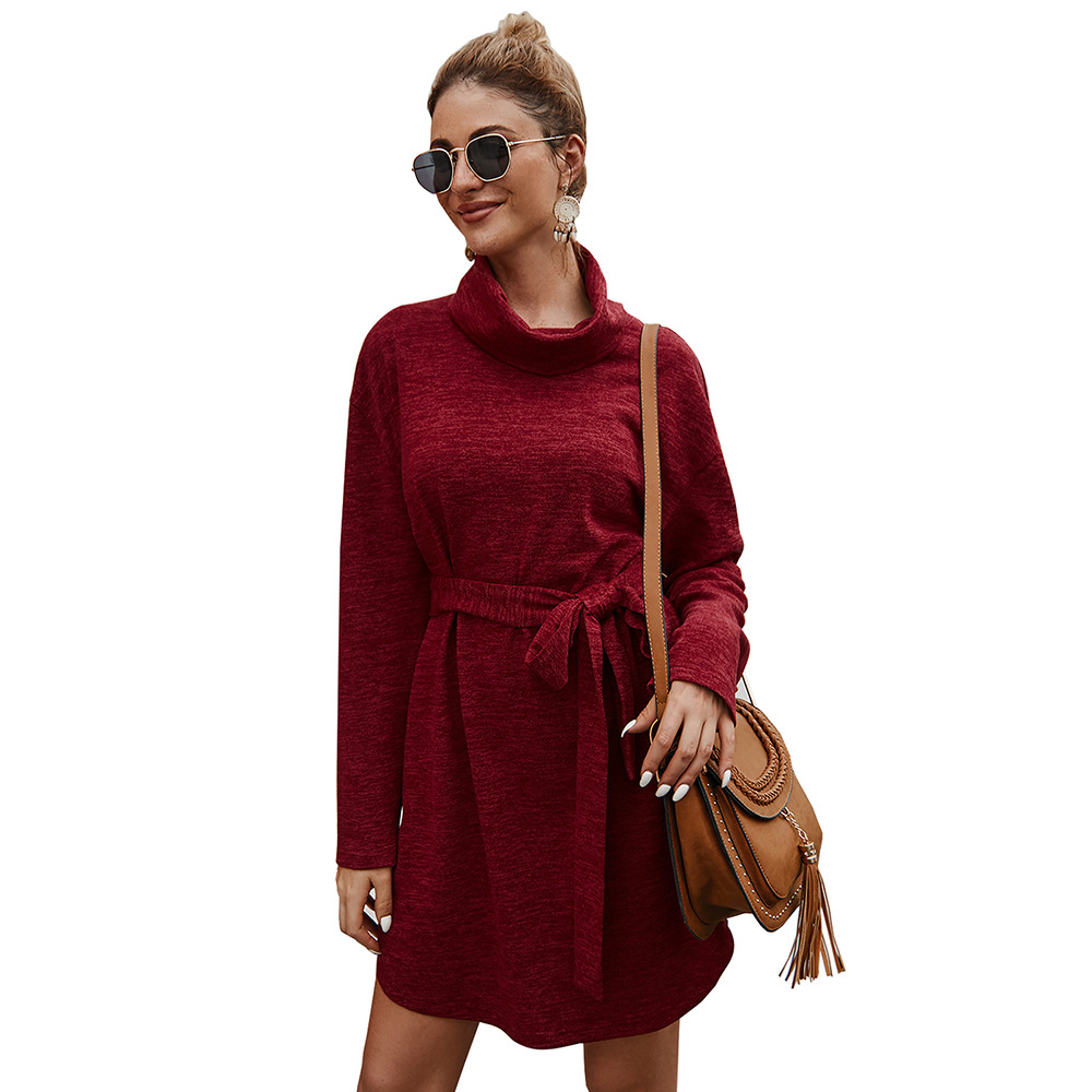 Womens Long Sleeve Sweater Dress Original Design Solid Color Autumn Winter Style Wholesale Available