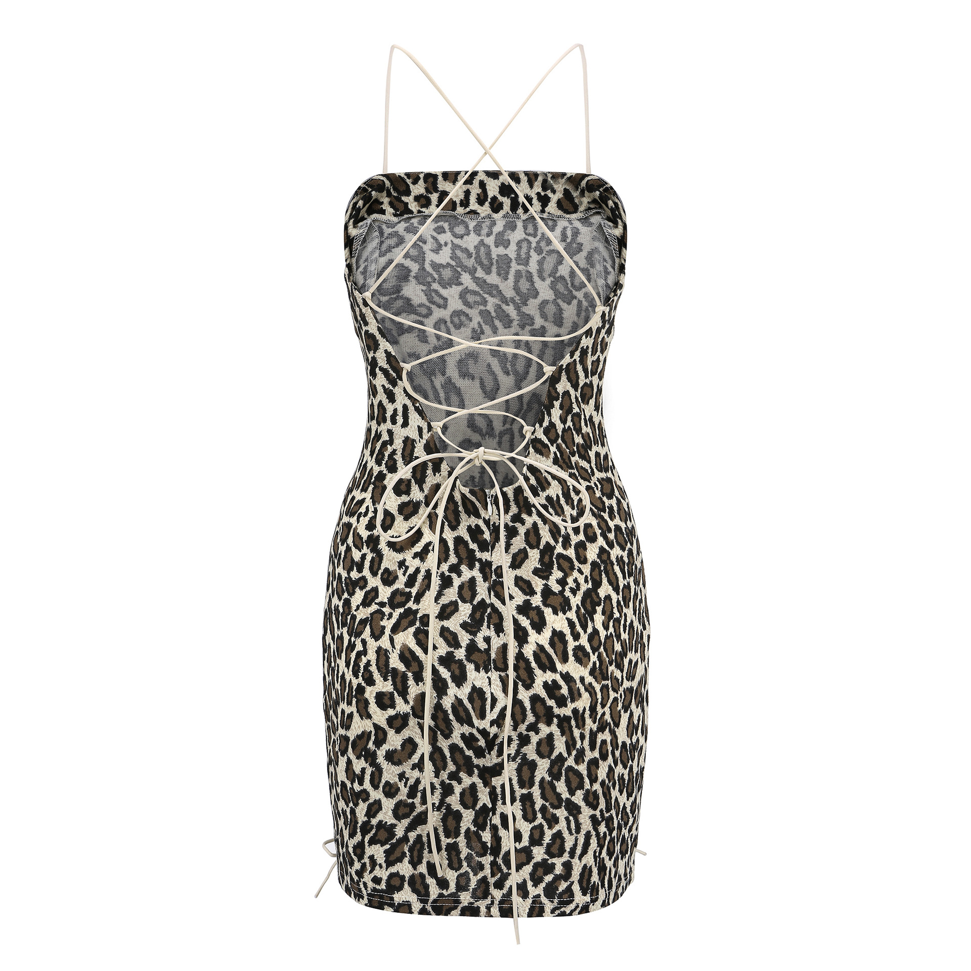 Womens Leopard Print Bodycon Dress Stretch Fabric Sleeveless Sexy Style Perfect for Parties and Night Out