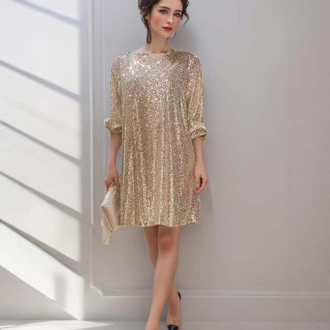 European and American Market Fashion Sequin Dress — Sparkling, Elegant, Party Wear — Perfect for Festivals and Celebrations —