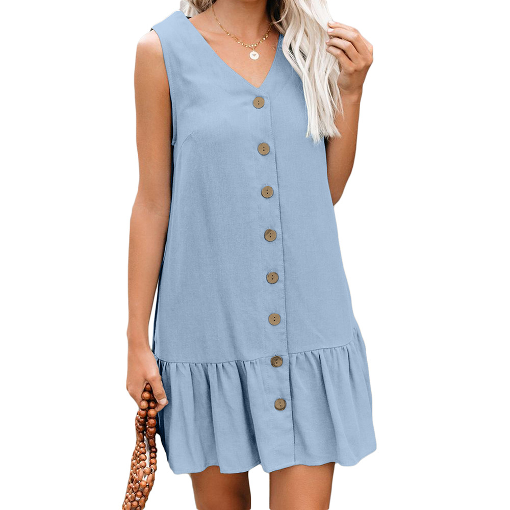 Sleeveless Dress for Women Simple Casual Design Ruffle Hem Plus Size Summer Wear Ready to Ship