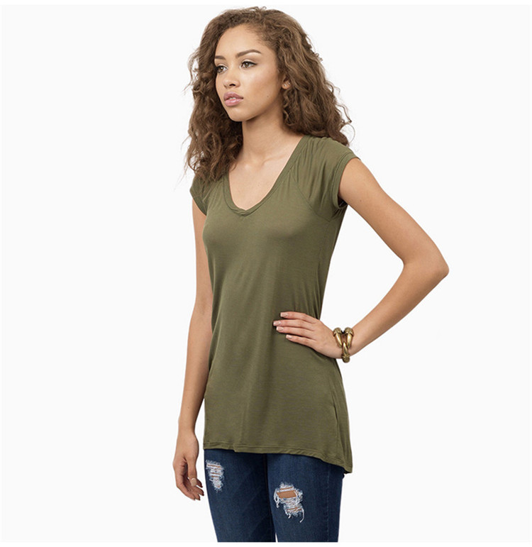 Womens Slim Fit Short Sleeve T Shirt Solid Color V Neck Casual Style Perfect for Everyday Wear Wholesale Available