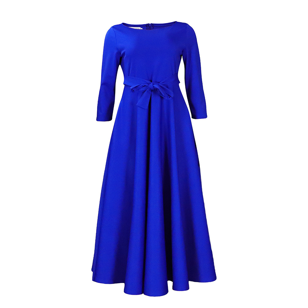 Spring Summer New Fashion Elegant Tie Waist African Plus Size Long Dress