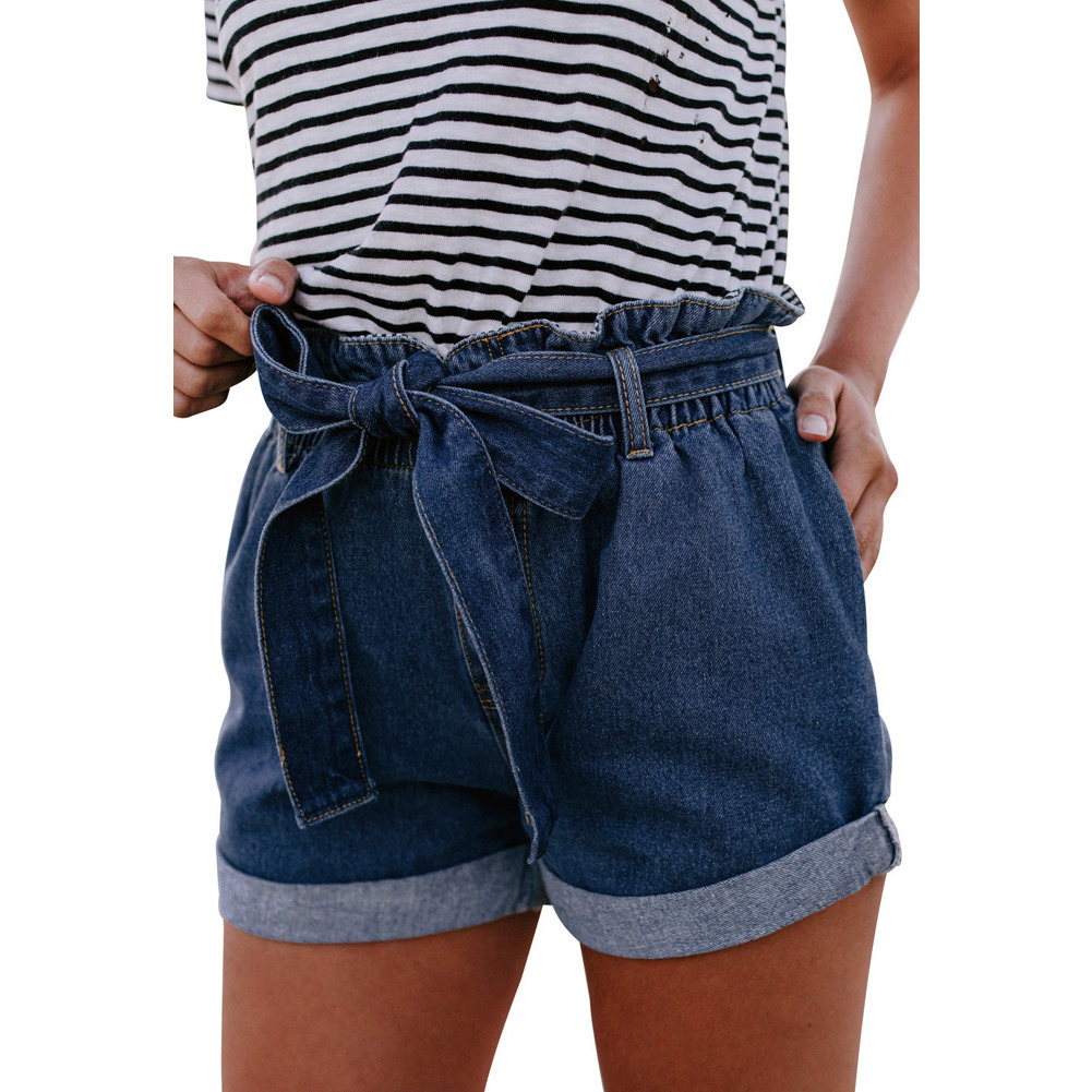 High Waisted Denim Shorts Rolled Hem Loose Fit Plus Size Summer Casual Wear for Women Wholesale Available
