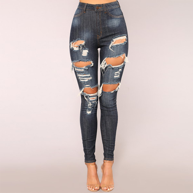 Womens Ripped Skinny Jeans Distressed Design Comfortable Fit Versatile Style Perfect for Casual Wear Wholesale