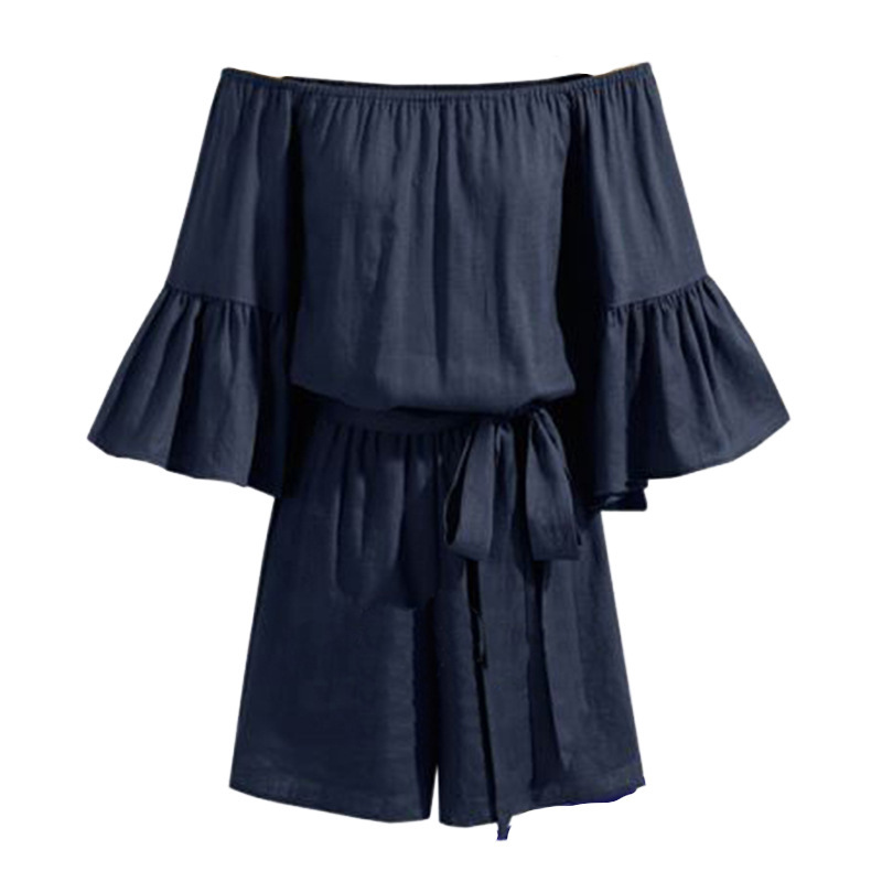 Summer Fashion Ruffled Jumpsuit Off Shoulder Plus Size Elegant Design Perfect for Parties and Casual Outings