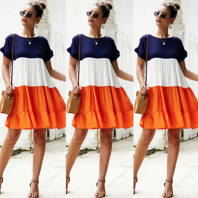 Color Block A Line Dress Original Design Autumn Winter Style Trendy and Chic Wholesale Available