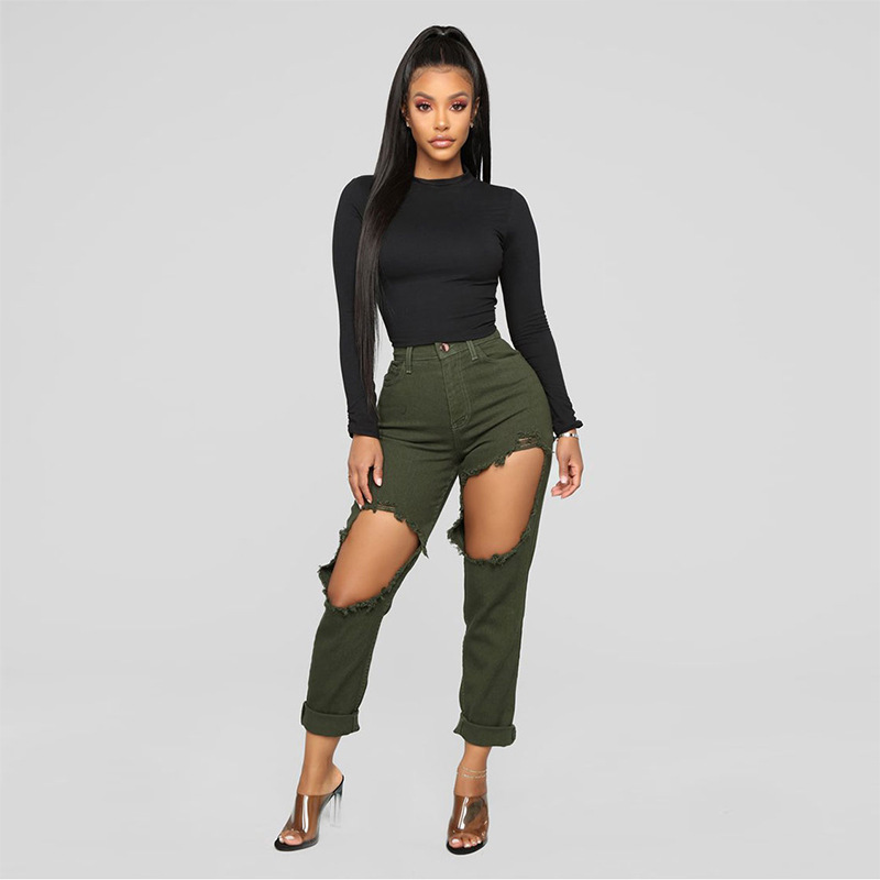 Boyfriend Style Ripped Denim Jeans for Women Distressed Casual Comfortable Fit Perfect for Everyday Wear Wholesale