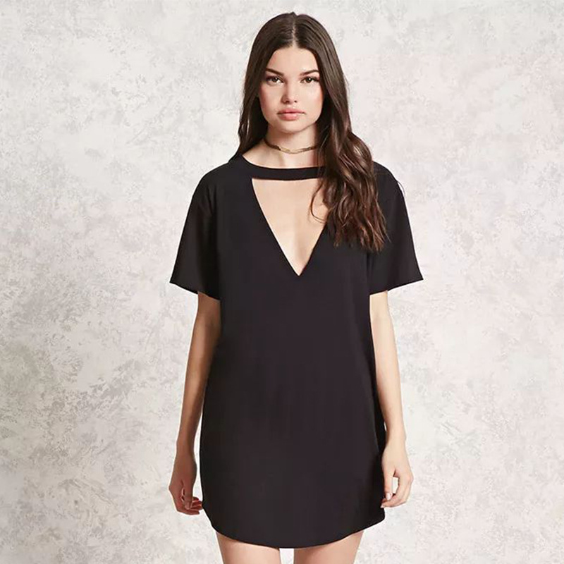 Casual V Neck Short Sleeve Solid Color Dress Fashionable Design Comfortable Fit Spring Wear Wholesale Available