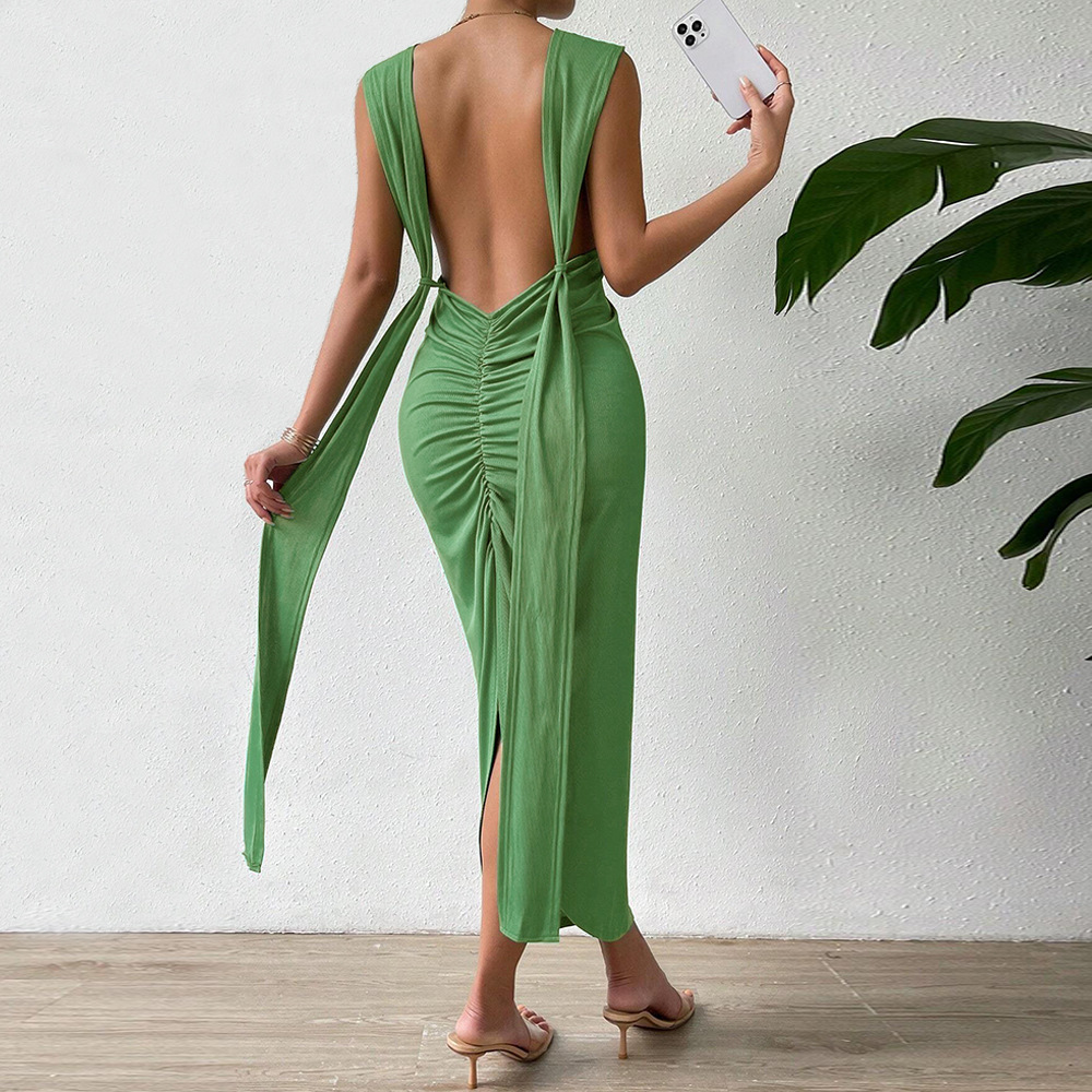 Autumn Winter New Sexy Backless Slim Fit Strap Party Dress