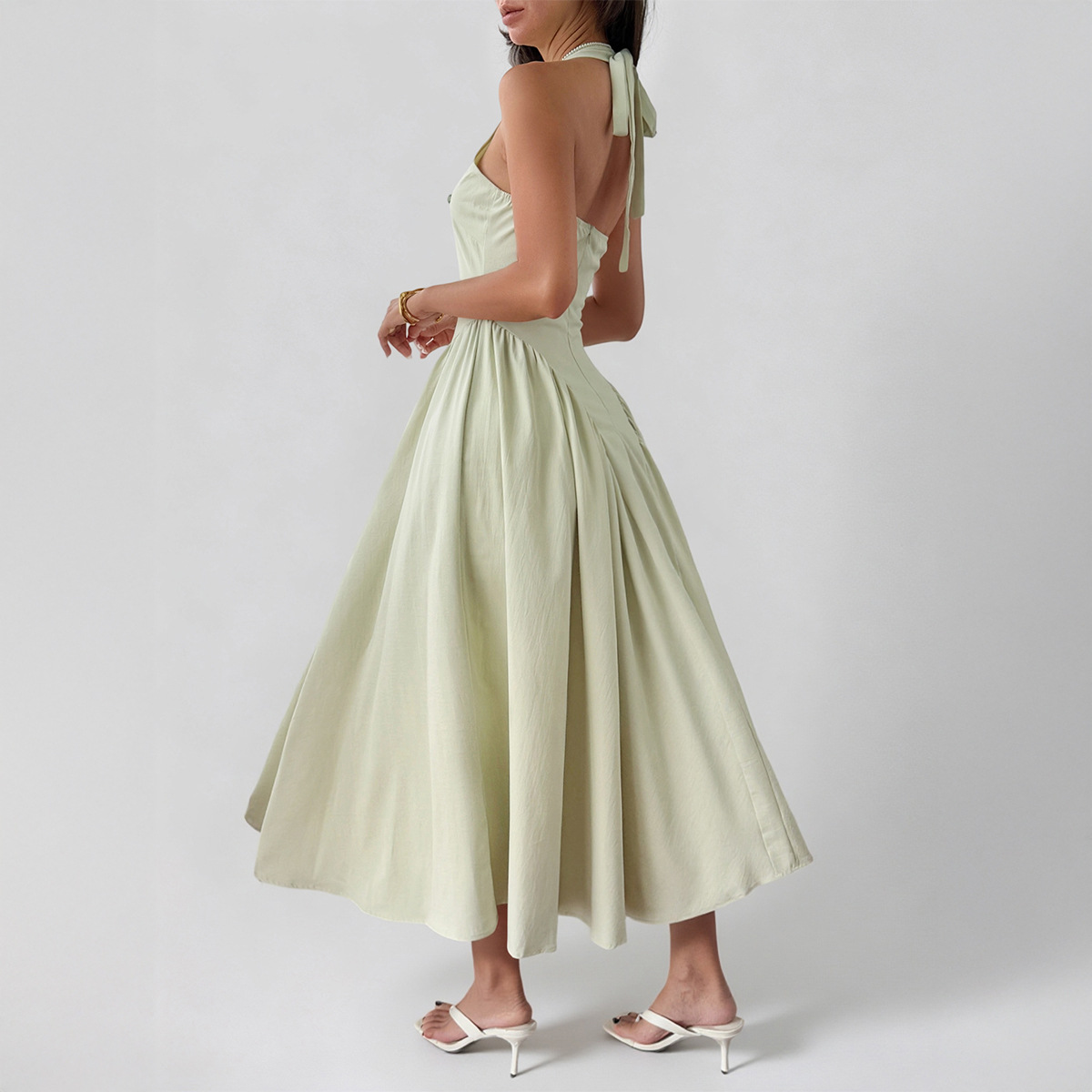 Elegant Long Dress with Halter Neck for Women