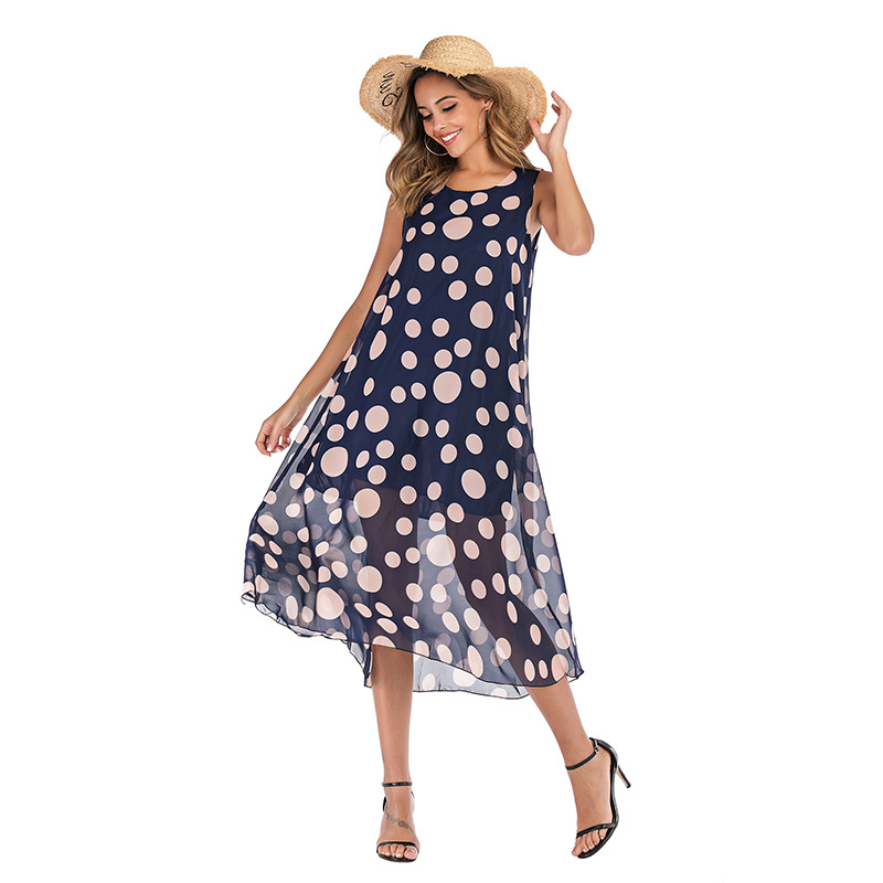 Chiffon Floral Dress Sleeveless Casual Elegant Design Spring Summer Womens Fashion Wholesale Available