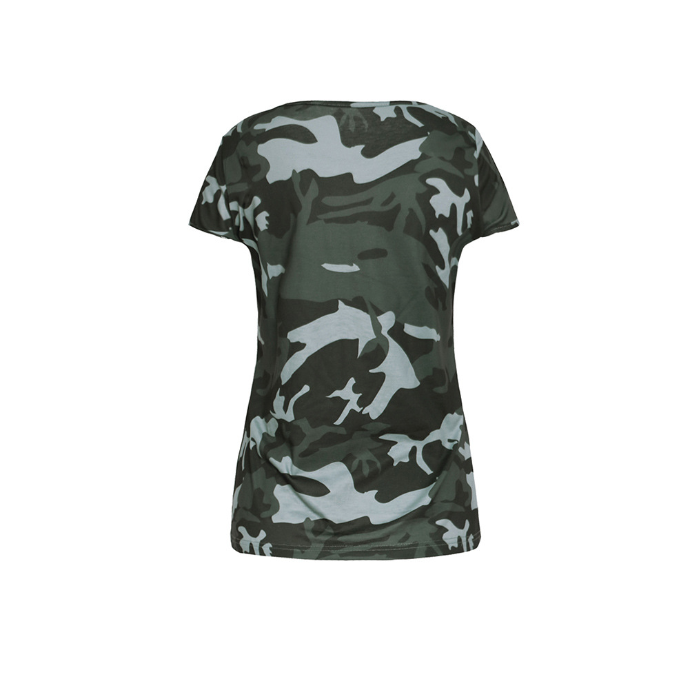Womens Casual Camouflage T Shirt Loose Fit Round Neck Short Sleeve Spring Summer Fashion Wholesale Available