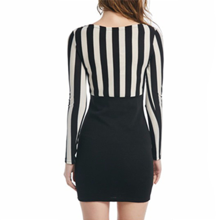 Striped Long Sleeve Dress Sexy Fit Casual Style Comfortable Fabric Perfect for Spring Wear Wholesale Available