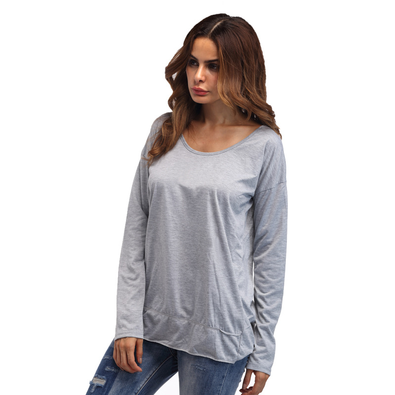 Womens Autumn Long Sleeve T Shirt Sexy Backless Design Casual Loose Fit Soft Fabric Perfect for Everyday Wear