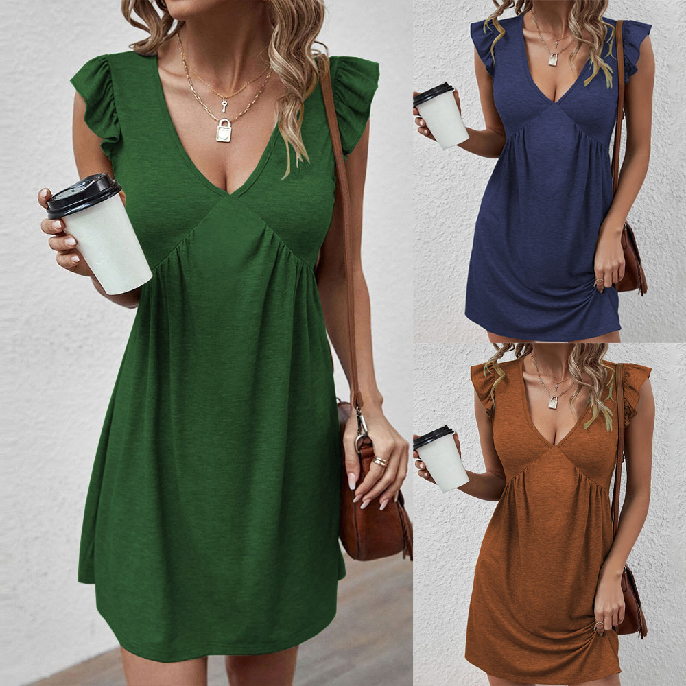 Summer New V Neck Sexy Dress Loose Casual Sleeveless Vest Dress
