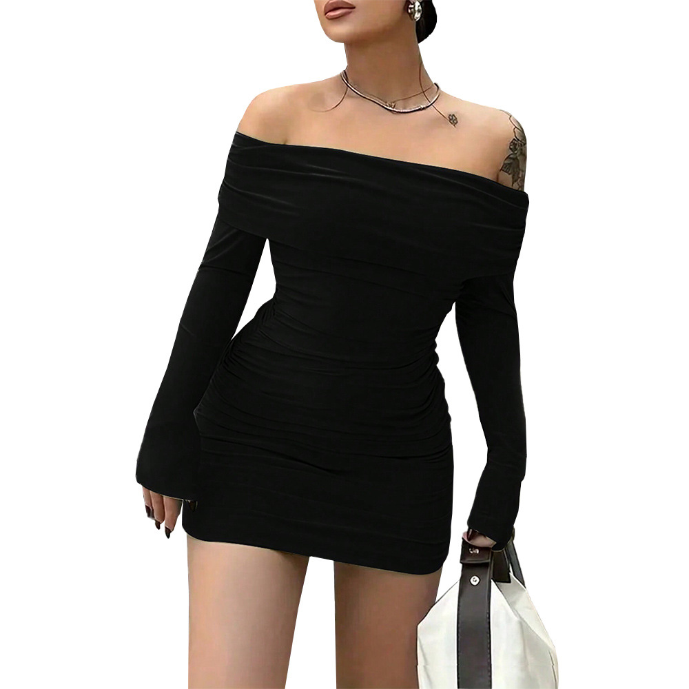Off Shoulder Bodycon Dress High Waist Sexy Fit Autumn Winter Style Perfect for Parties and Night Out Wholesale