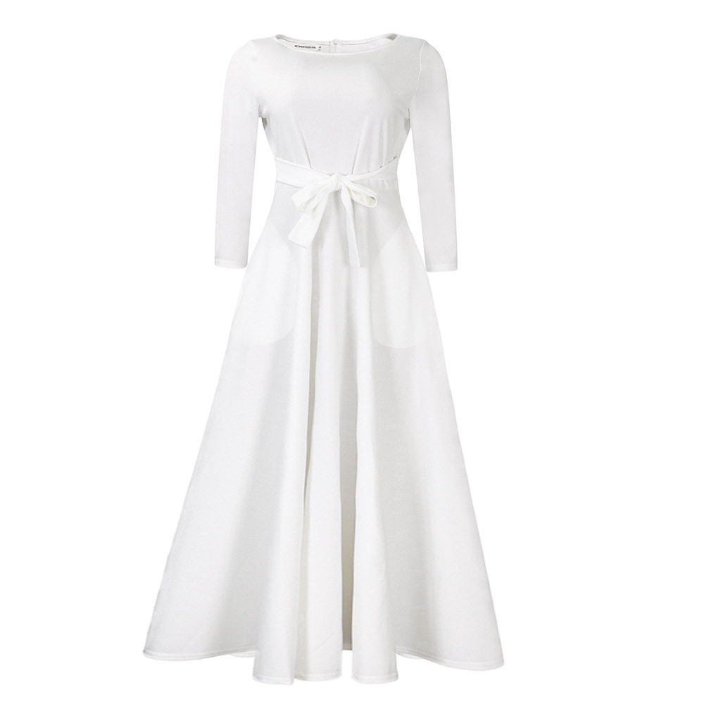 Spring Summer New Fashion Elegant Tie Waist African Plus Size Long Dress