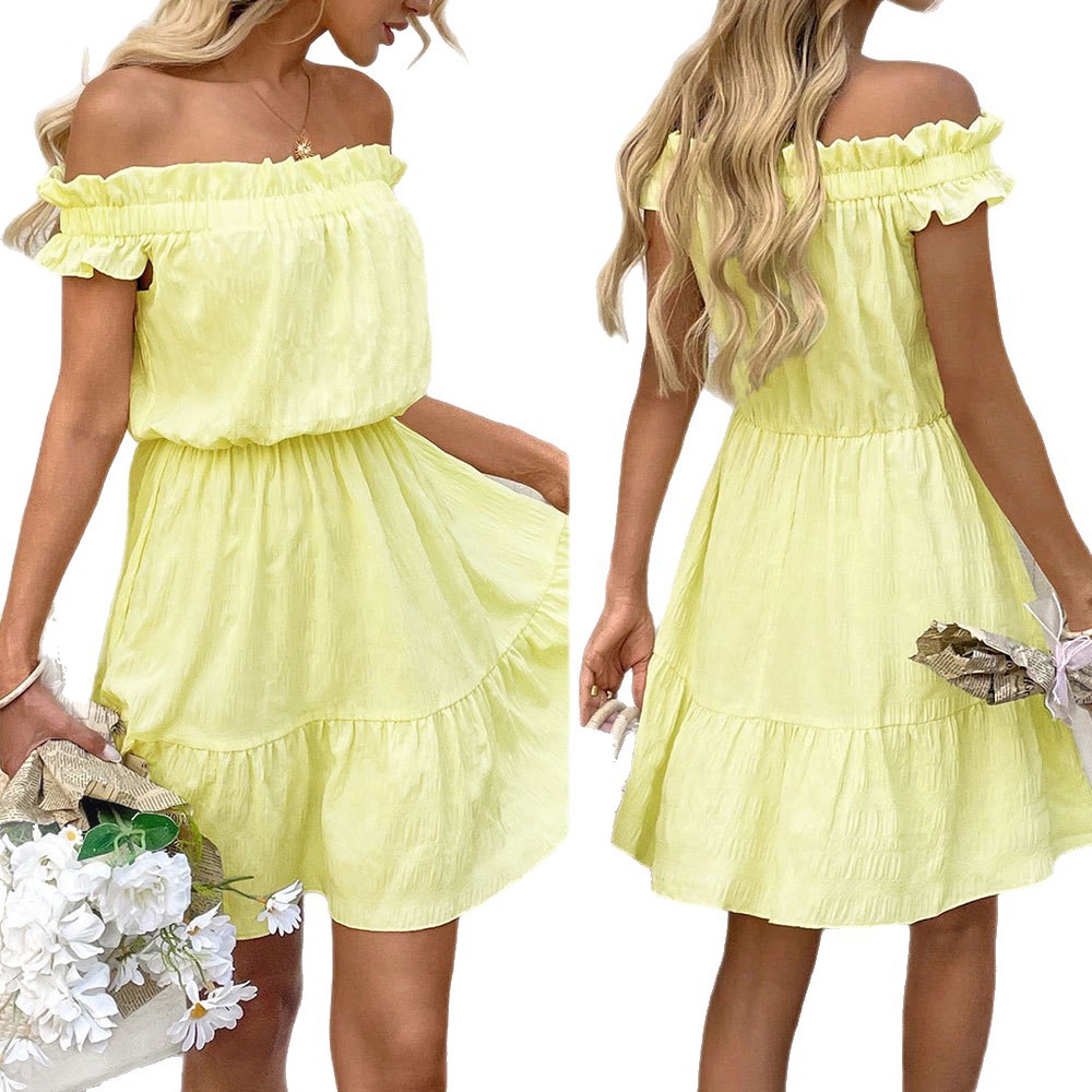 French Style Soft Off Shoulder Dress Summer New Fashion Youthful Sweet Short Dress