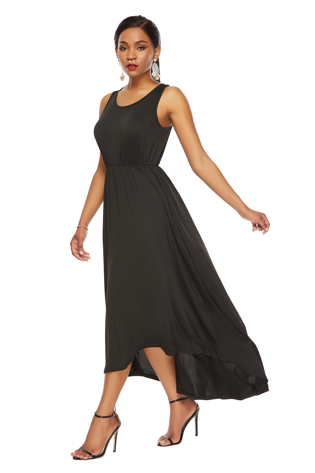 Sleeveless A Line Dress Solid Color Fashionable Irregular Hem Evening Party Gown Wholesale Available