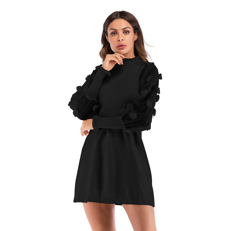 Womens Knitted Dress Sheer Mesh Waist Defining Slim Fit Spring Fashion for Casual Occasions Wholesale Available