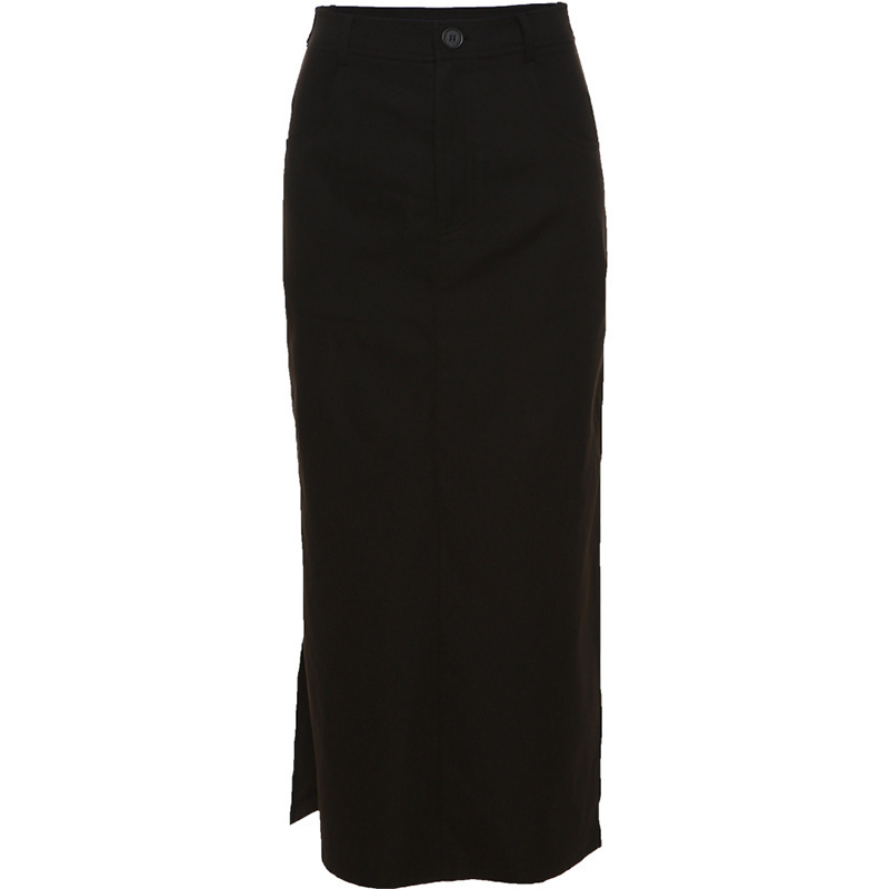 High Waisted Bodycon Midi Skirt Solid Color Split Design Stylish Fit Winter Fashion for Office or Casual Wear