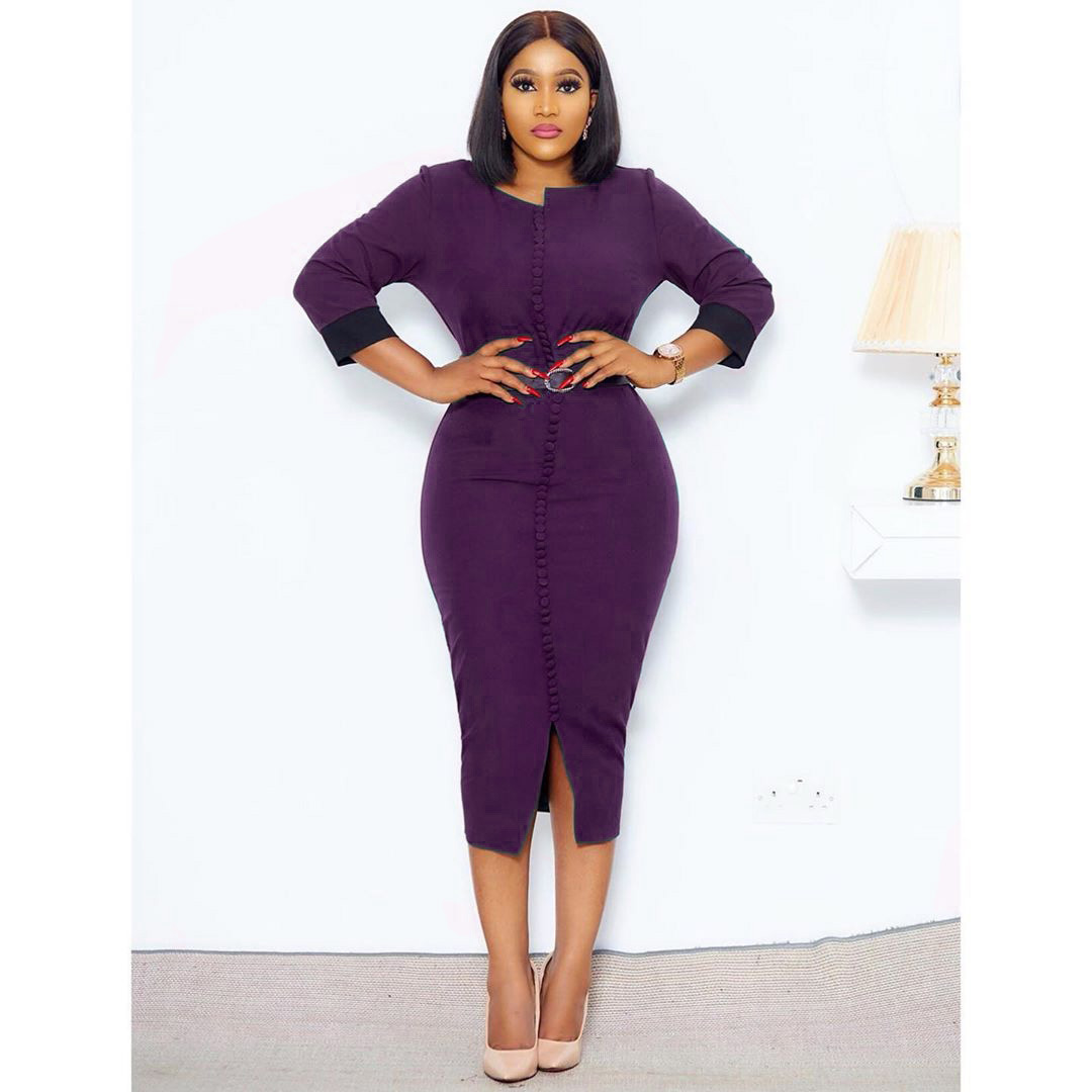 African Market Summer Women's Dress — New Arrival, Stretchy, Color Block, Button Down, Slit Design — Casual Wear — Wholesale S