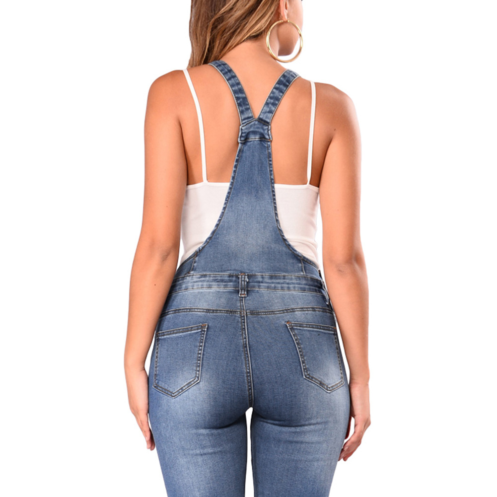 High Waisted Denim Jumpsuit for Women Vintage Style Slim Fit Ripped Design Perfect for Autumn and Winter Wholesale