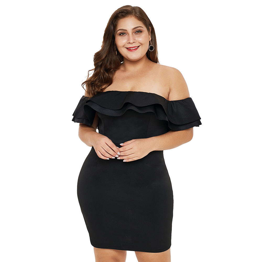Plus Size Summer Dress High Waist Off Shoulder Ruffle Sleeve Elegant Casual Wear Wholesale Available